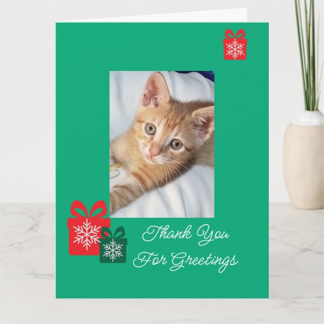 Kitten Orange Photo Text Customize Dankeskarte (Vorderseite)