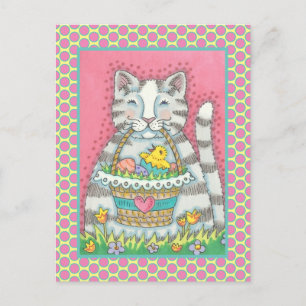 KITTEN & OSTERKORB, SÜßES KATZEN-FEST POSTKARTE