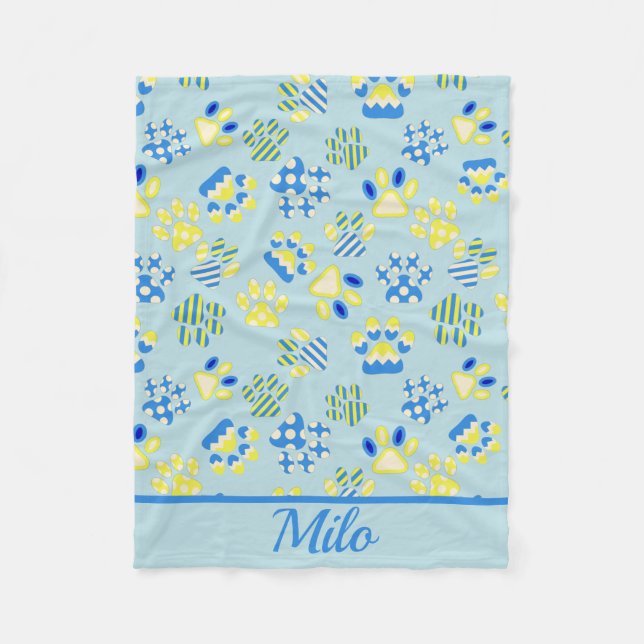 Kitten Paws Blue Personalisiert Fleece Blanket (Vorderseite)