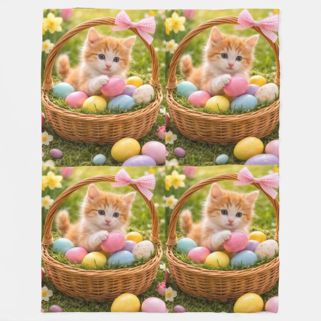 Kitten Photo Easter Eggs Pattern  Fleecedecke (Vorderseite)