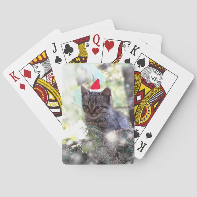 Kitten Photo Temps de Noël Cartes de Jeu Classique (dos)