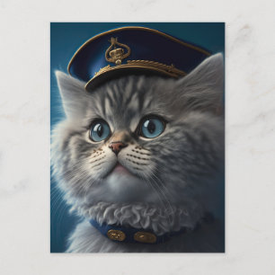 Kitten Pilot Captain Postkarte