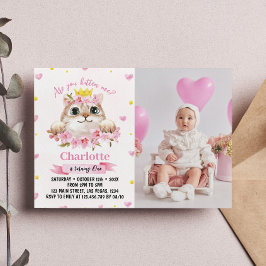 Kitten Pink Foto Geburtstag Einladung