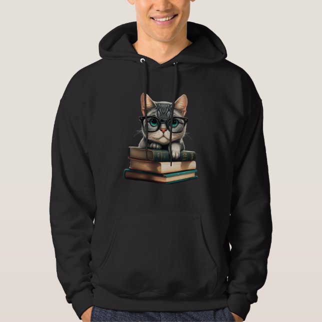 Kitten Reading Books for  of Both Cats and Literat Hoodie (Vorderseite)