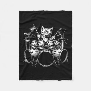 Kitten Rock Band Funny Kitty Drummer Cat Playing D Fleecedecke