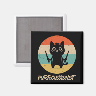 Kitten Rock Band Lustiger Perkussionist Katze spie Magnet