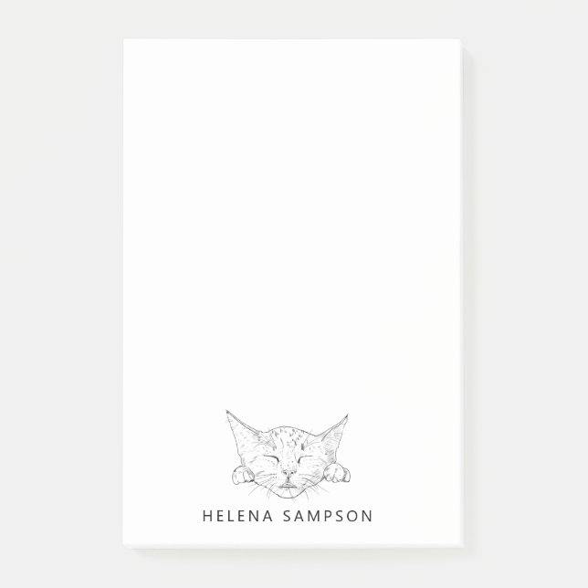Kitten Schlafen Funny Cats Sketch Personalisiert Post-it Klebezettel (Vorderseite)