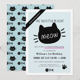Kitten Sie mich direkt Meow Blue Virtual BIrthday? Einladung