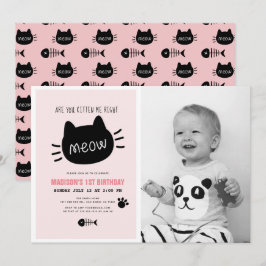 Kitten Sie mir gerade pinkfarbenes BIrthday-Foto? Einladung