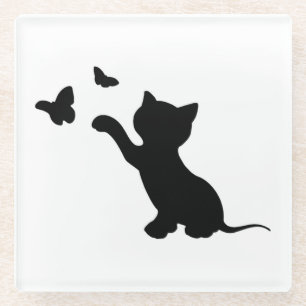 KITTEN SPIELEN MIT SCHALTFLÄCHEN GLASUNTERSETZER