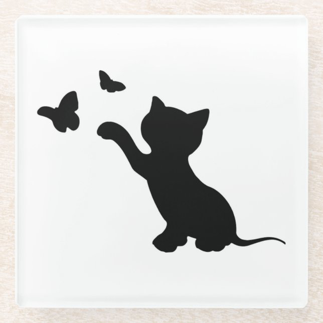 KITTEN SPIELEN MIT SCHALTFLÄCHEN GLASUNTERSETZER (Vorderseite)