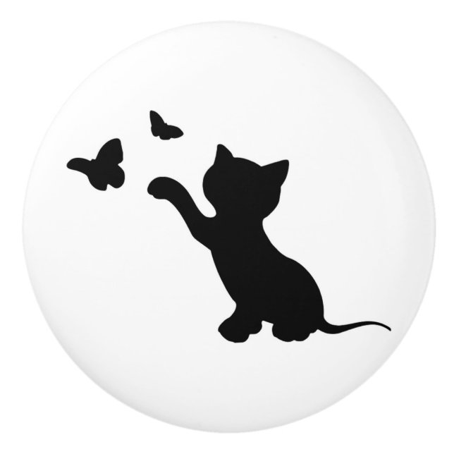 KITTEN SPIELEN MIT SCHALTFLÄCHEN KERAMIKKNAUF (Vorderseite)