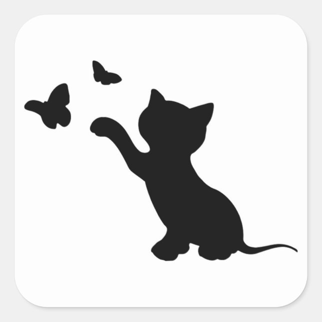 KITTEN SPIELEN MIT SCHALTFLÄCHEN QUADRATISCHER AUFKLEBER (Vorderseite)