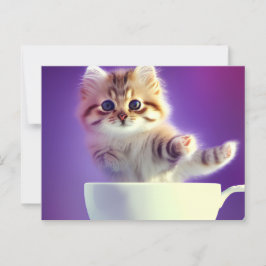 Kitten springt in einen Teacup - Katzenpostkarte Postkarte