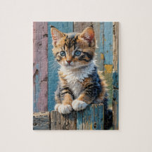 Kitten sur la clôture Jigsaw Puzzle