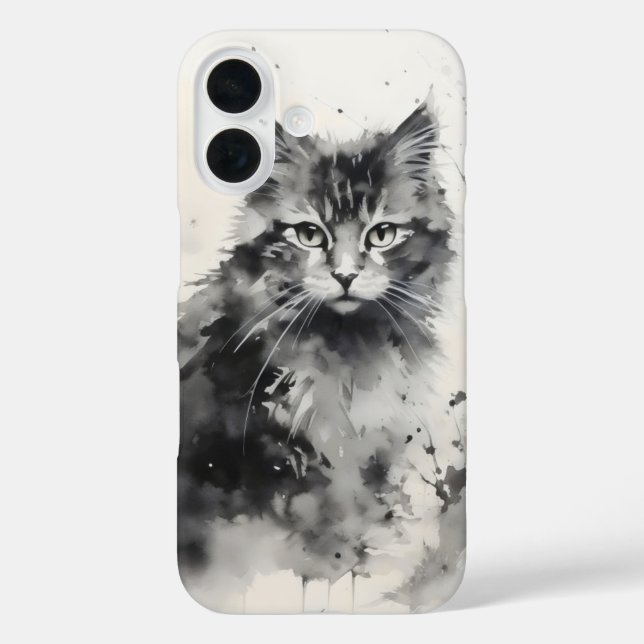 Kitten Tinte Malerei iPhone 16 Hülle (Rückseite)