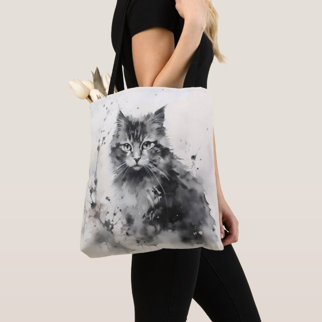 Kitten Tinte Malerei Tasche (Von Nahem)