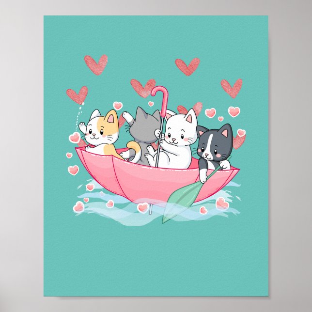 Kitten Umbrella Hoodie Poster (Vorne)