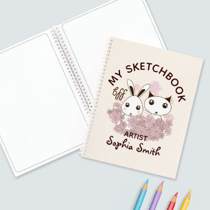 Kitten und Bunny Animal Friends Girls Kinder Sketc Notizbuch