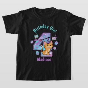 Kitten Vierte Geburtstags Shirt Cat Geburtstag