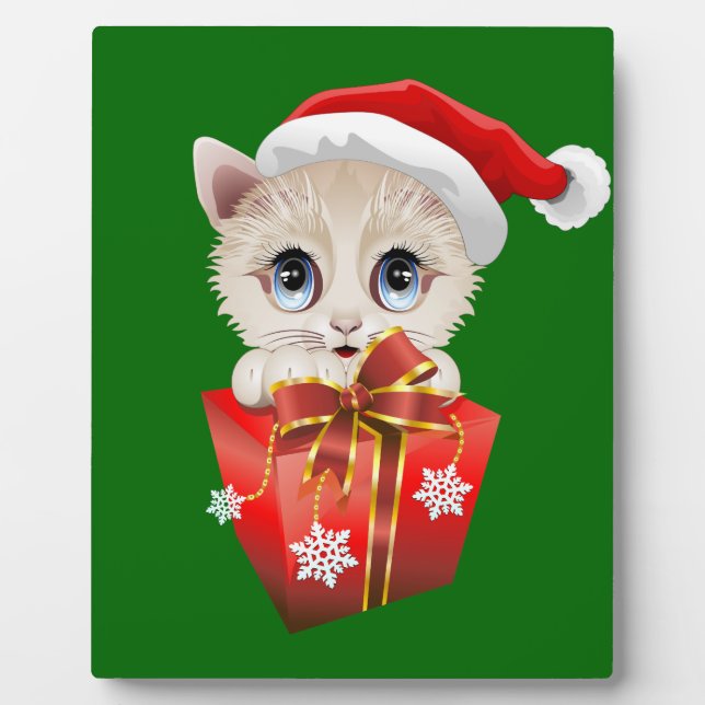 Kitten Weihnachten Weihnachten mit Geschenk Fotoplatte (Vorderseite)