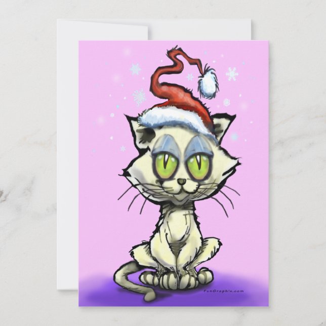 Kitten-Weihnachtsmannmütze Feiertagskarte (Vorderseite)