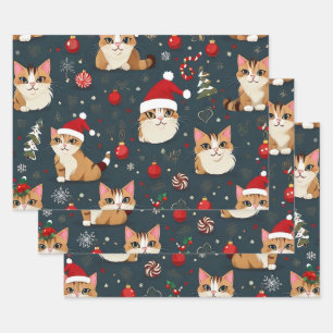 Kitten Weihnachtswrapping Paper Sheets Geschenkpapier Set