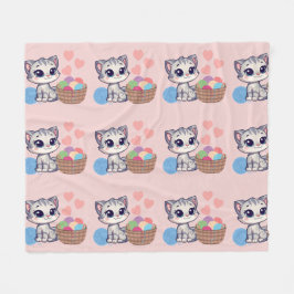 Kitten & Yarn Fleece Blanket