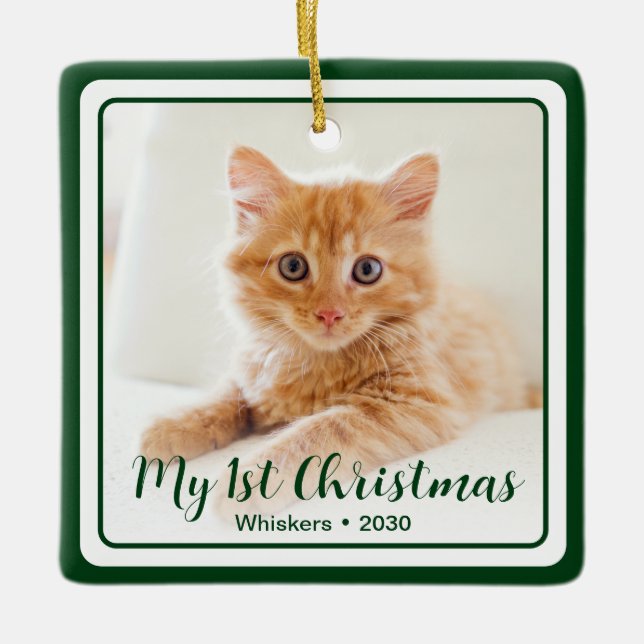 Kitten's 1. Weihnachts 2 Foto Keramikornament (Vorderseite)
