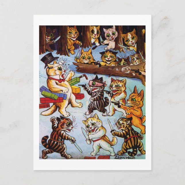 Kitten's Bandits, Louis Wain Postkarte (Vorderseite)