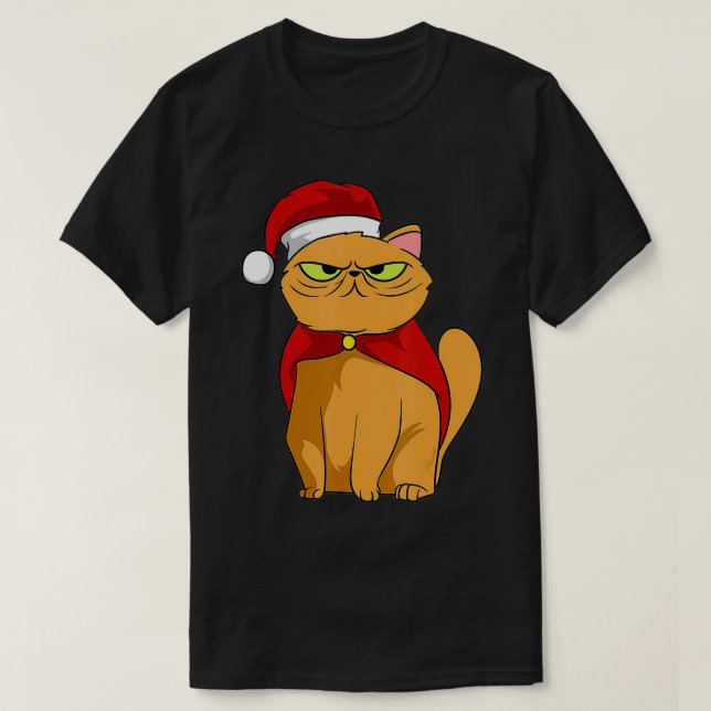 Kittens Christmas cat with evil eye grumpy cats  T-Shirt (Design vorne)