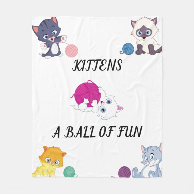 KITTENS "EIN BALL DES SPASS" BLANKET. FLEECEDECKE (Vorderseite)
