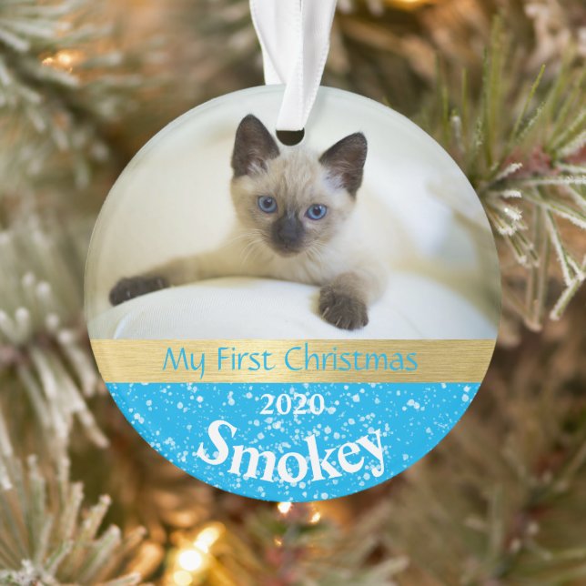 Kitten's First Christmas Foto Ornament (Baum)