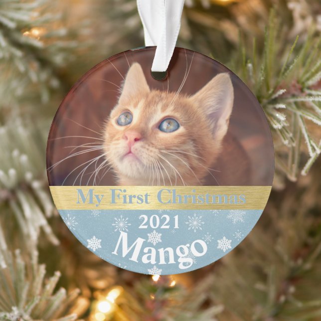 Kitten's First Christmas Foto Ornament (Baum)