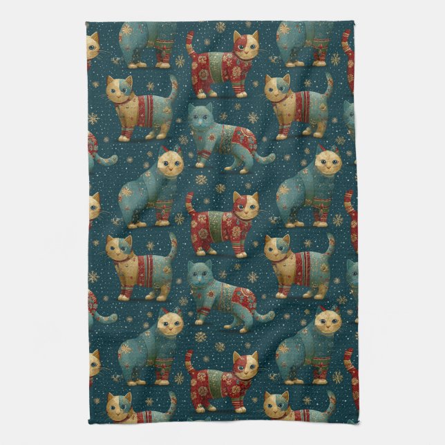 Kittens In Christmas Sweaters  Geschirrtuch (Vertikal)