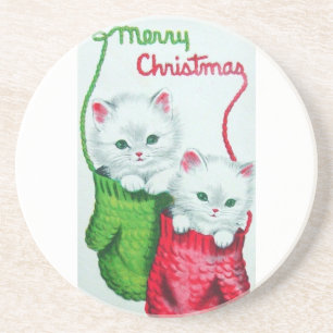 Kittens in Mittens Merry Sandstein Untersetzer