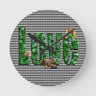 Kittens On The Word Love, Wall Clock Runde Wanduhr