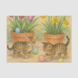 Kittens Playing with Easter Eggs  Seidenpapier