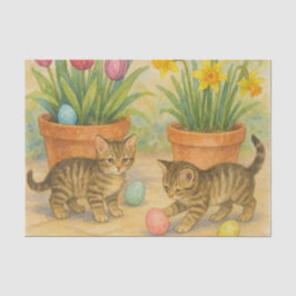 Kittens Playing with Easter Eggs  Seidenpapier