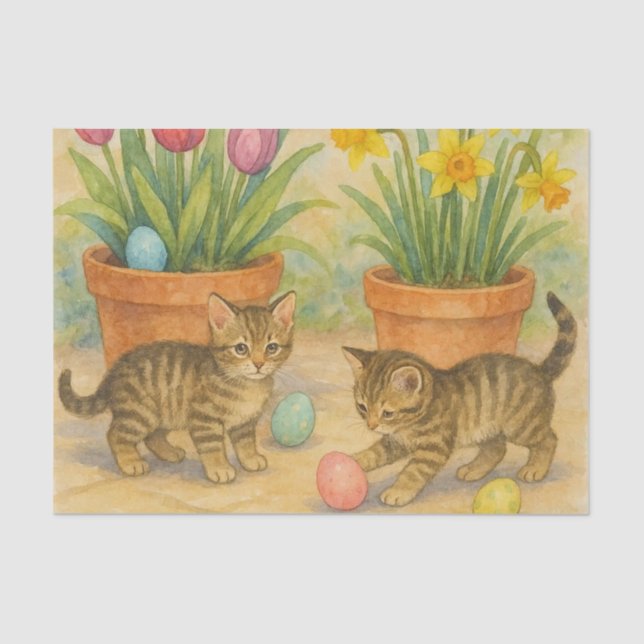 Kittens Playing with Easter Eggs  Seidenpapier (Vorderseite)