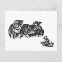 Kittens und eine Kröte von Ernest Nister - Vintage