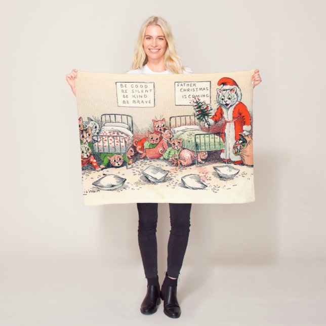 Kittens und Santa Cat, Louis Wain Fleecedecke (Beispiel)