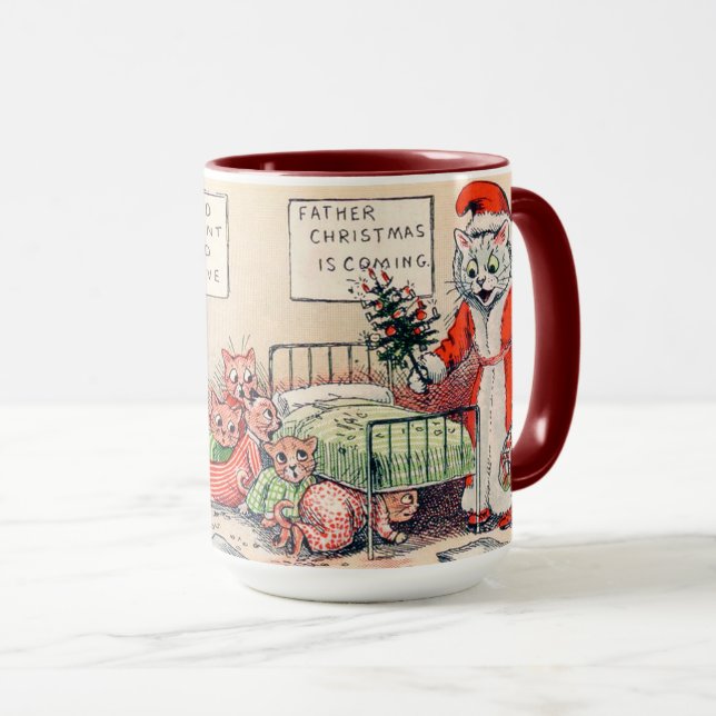 Kittens und Santa Cat, Louis Wain Tasse (VorderseiteRechts)