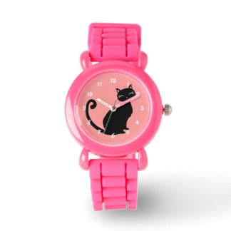 Kitteurve - Schwarz Kitty - benutzerdefinierter Fa Armbanduhr