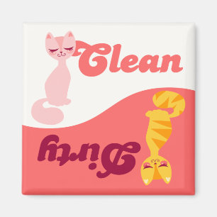 Kitties propres et sales - Magnet pour lave-vaisse