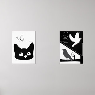Kitty and Birds Bilderwand Sets