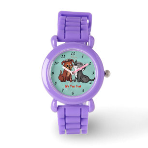 Kitty and Puppy , bearbeiten Sie Ihren Text Armbanduhr