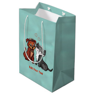Kitty and Puppy , bearbeiten Sie Ihren Text Mittlere Geschenktüte