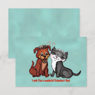 Kitty and Puppy , Happy Valentines Day! Einladung