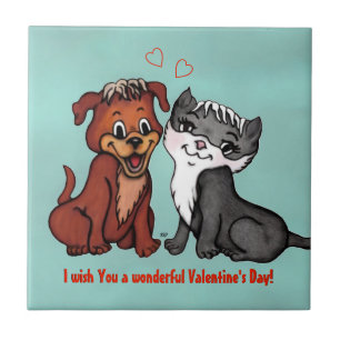 Kitty and Puppy , Happy Valentines Day! Fliese